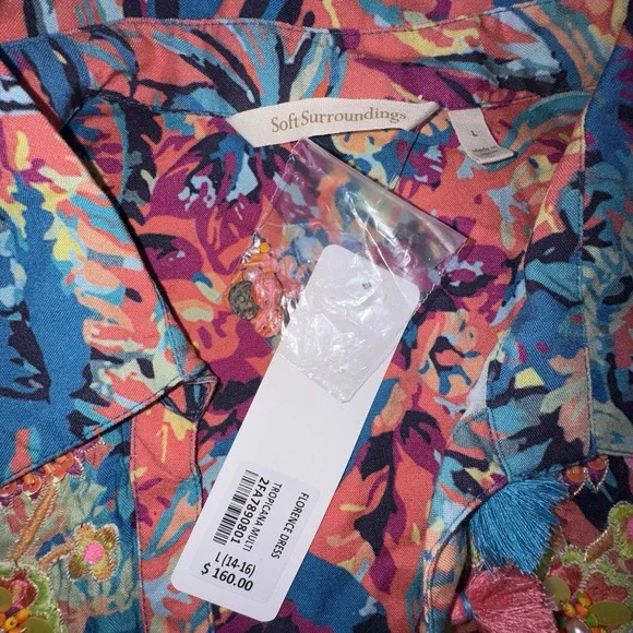Soft‎ Surroundings Large Florence Tropicana Embellished Sequin Floral Maxi Dress